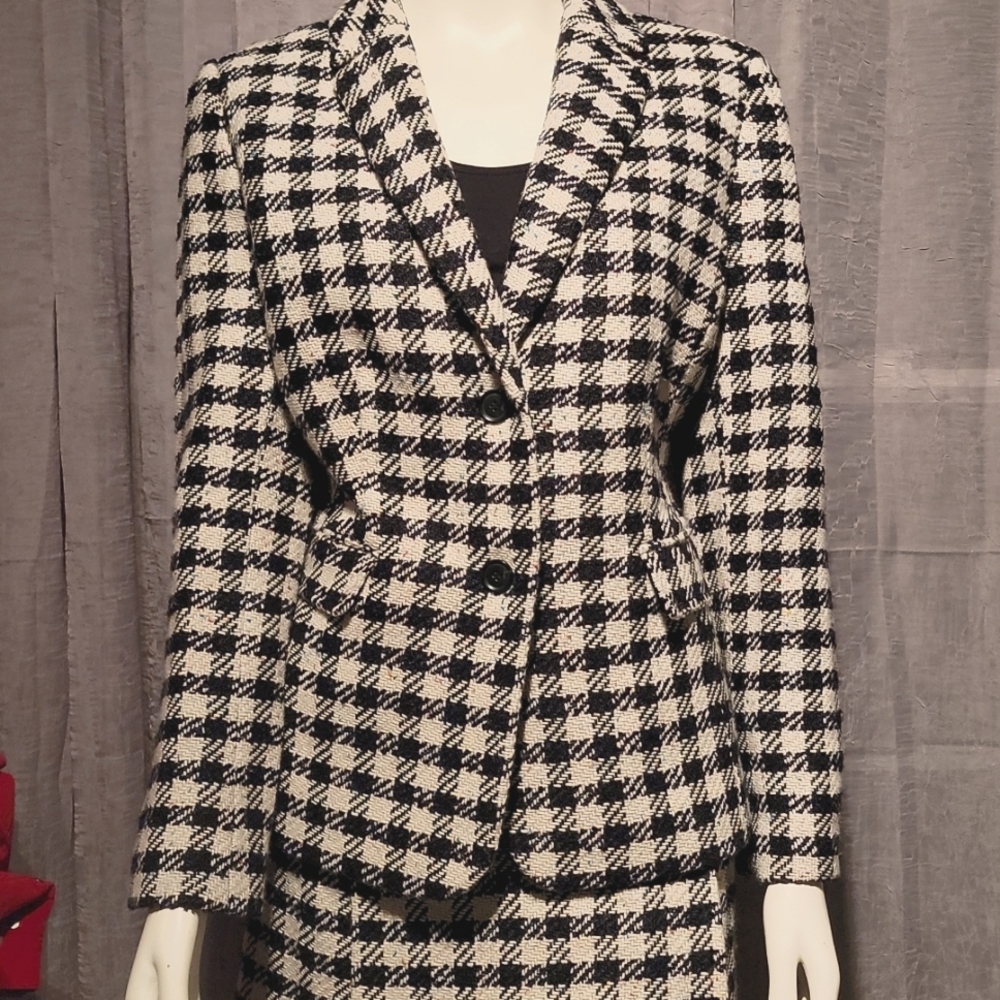 NWT Talbots Black and White checker Suit Jacket
